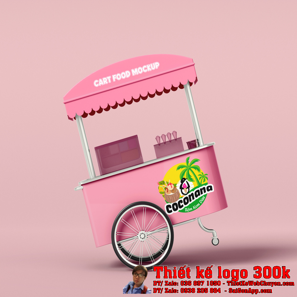 Phối cảnh Thiết Kế Logo Kem Dừa Coconana trên nền trắng