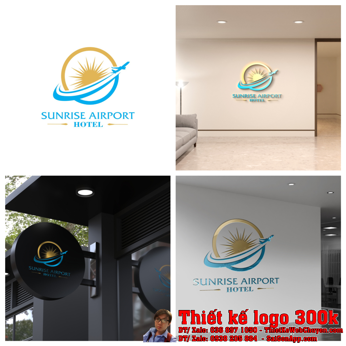 Thiết Kẽ Logo Khách Sạn Sunrise Airport Phiên bản 5