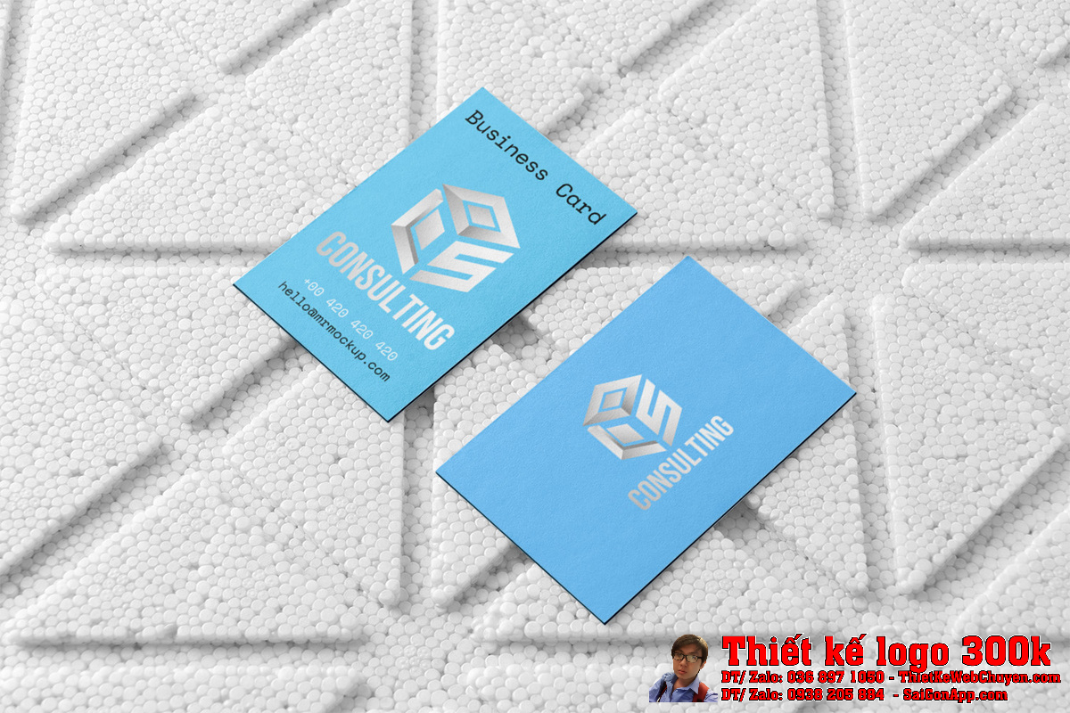 Phối cảnh logo LS Consulting trên nền chất liệu sang trọng