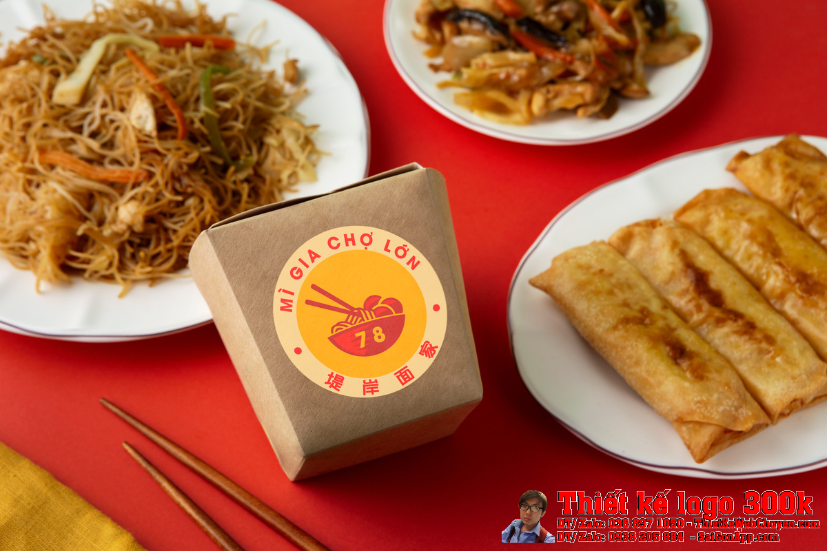 Thiết Kế Logo Nhà Hàng Mì Gia Chợ Lớn 78 - Ứng dụng trên nền sáng