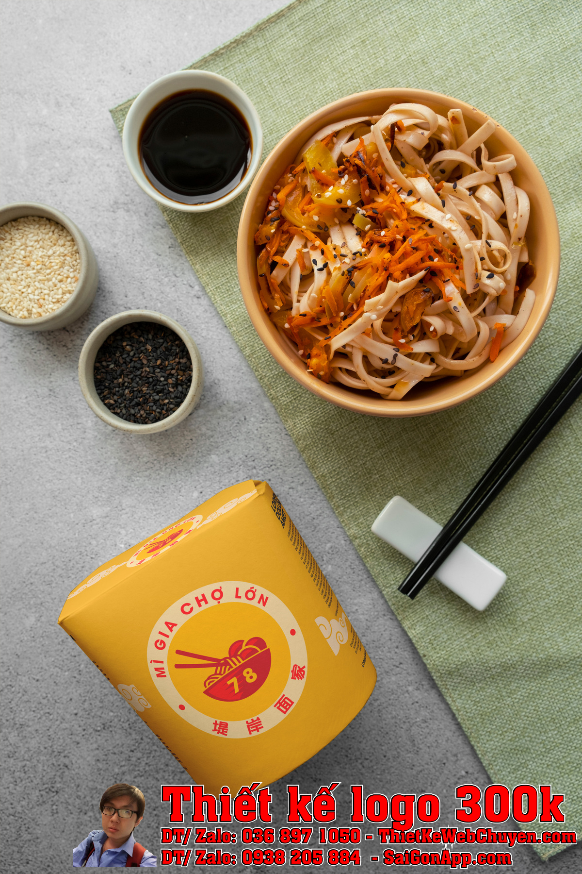 Thiết Kế Logo Nhà Hàng Mì Gia Chợ Lớn 78 - Phiên bản dọc