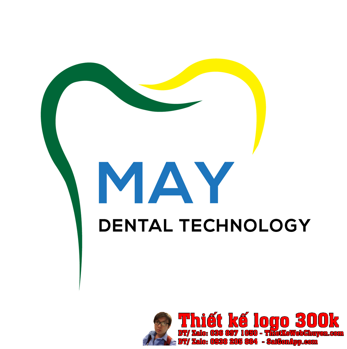 Phối cảnh Thiết Kế Logo Nha Khoa Công Ty TNHH Công Nghệ Nha Khoa Tháng 5 trên tường văn phòng