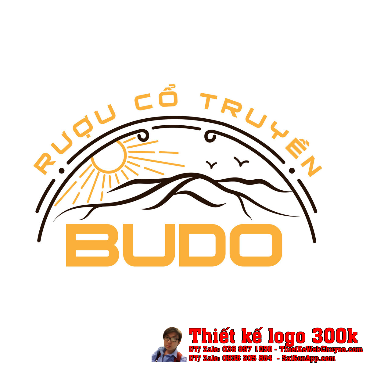 Thiết Kế Logo Rượu Cổ Truyền BUDO trên nền trắng