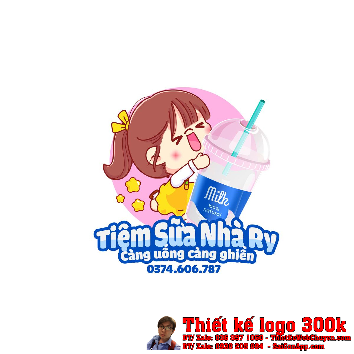Thiết Kế Logo Sữa và Ăn Vặt Tiệm Sữa Nhà Ry - Bản chính thức
