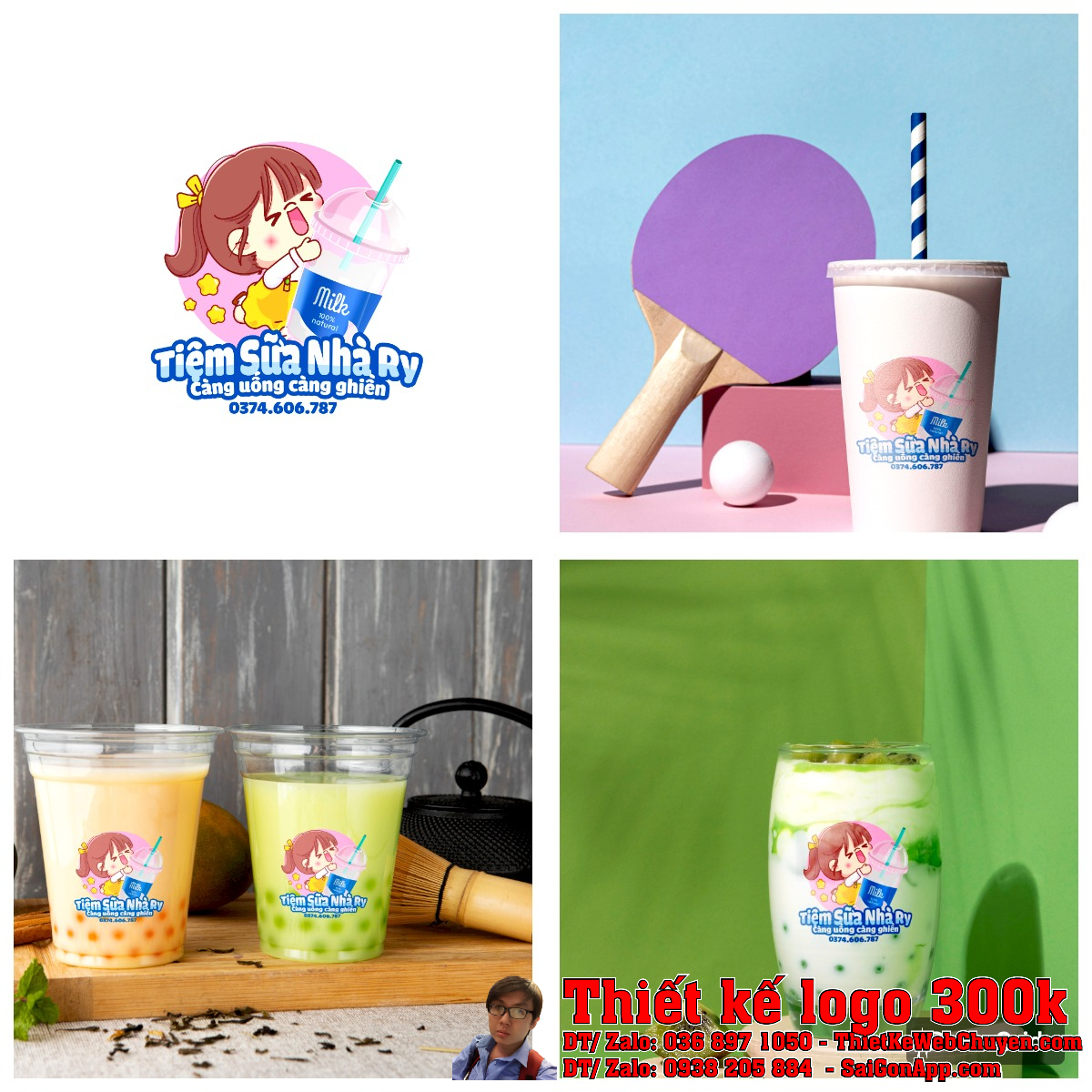 Tổng thể bố cục logo quán ăn vặt