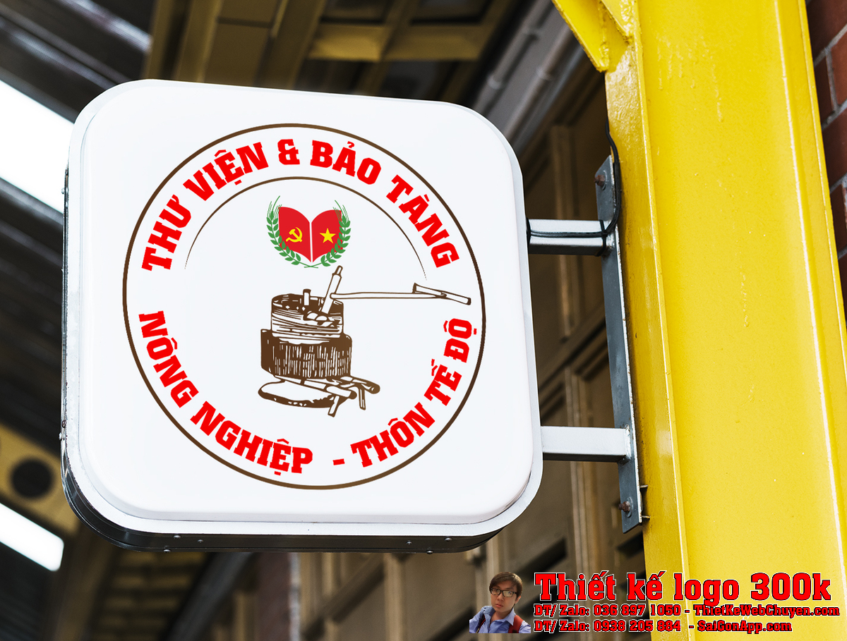 Biểu tượng búa liềm trong Thiết Kế Logo Thư Viện Bảo Tàng Nông Thôn Tế Độ