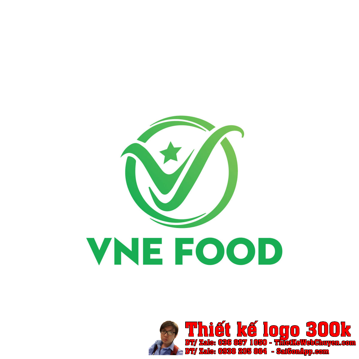 Thiết Kế Logo Thực Phẩm và Nông Sản VNE Food biểu tượng xanh lá cây