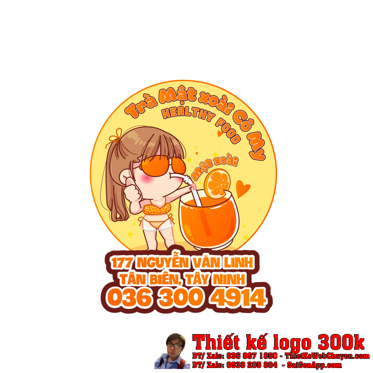 Thiết Kế Logo Trà Mật Xoài Cô My