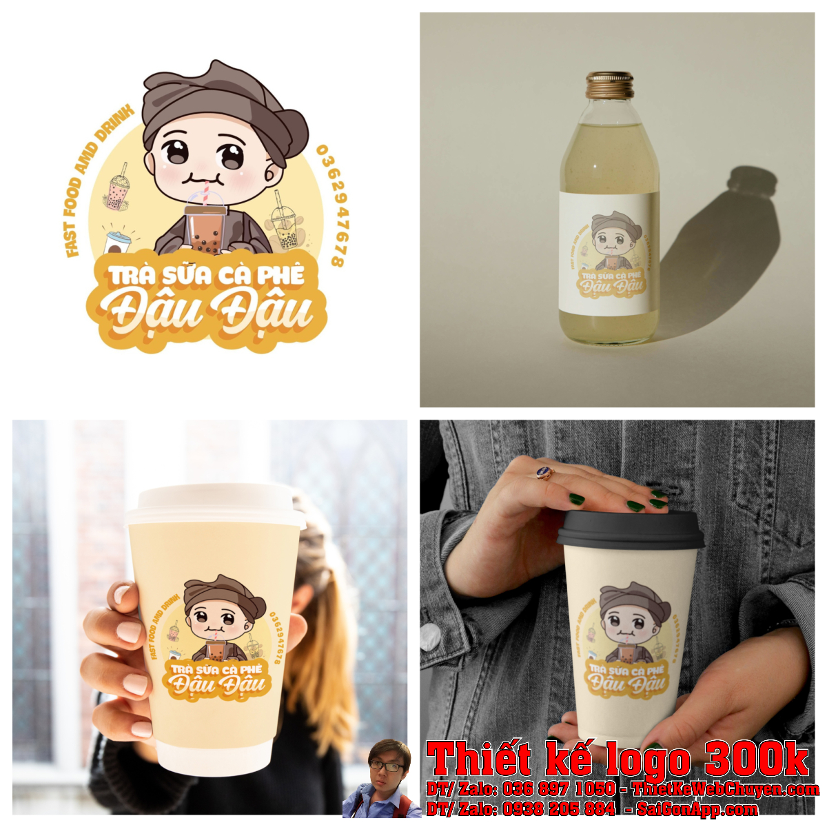 Logo gốc Thiết Kế Logo Trà Sữa Cà Phê Đậu Đậu