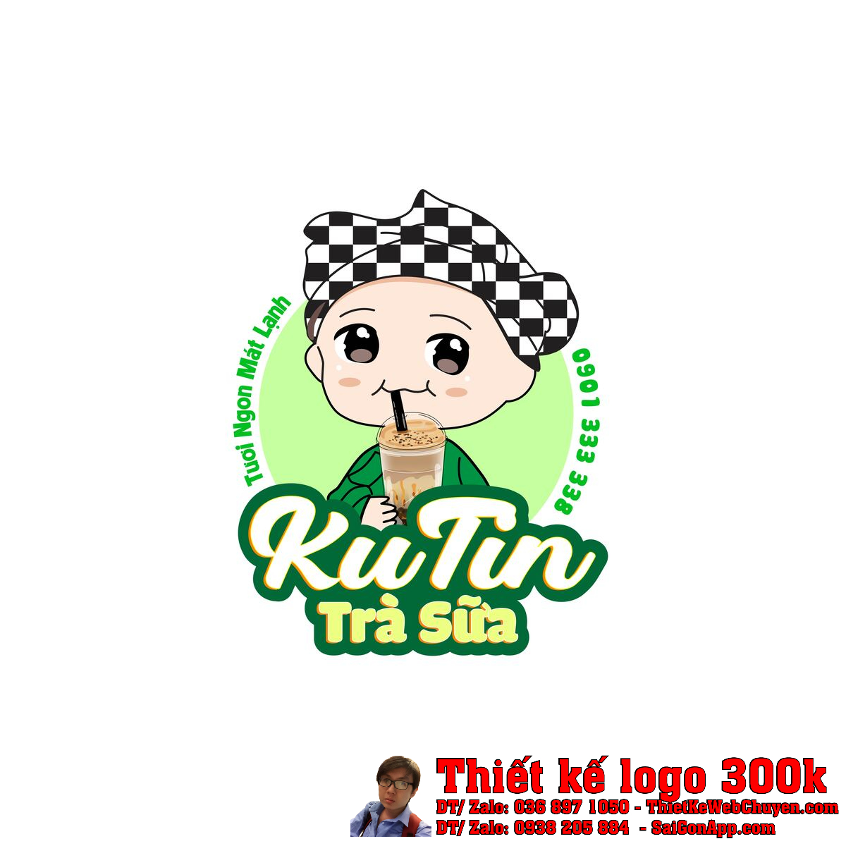 Thiết Kế Logo Trà Sữa Ku Tin bản gốc màu sắc