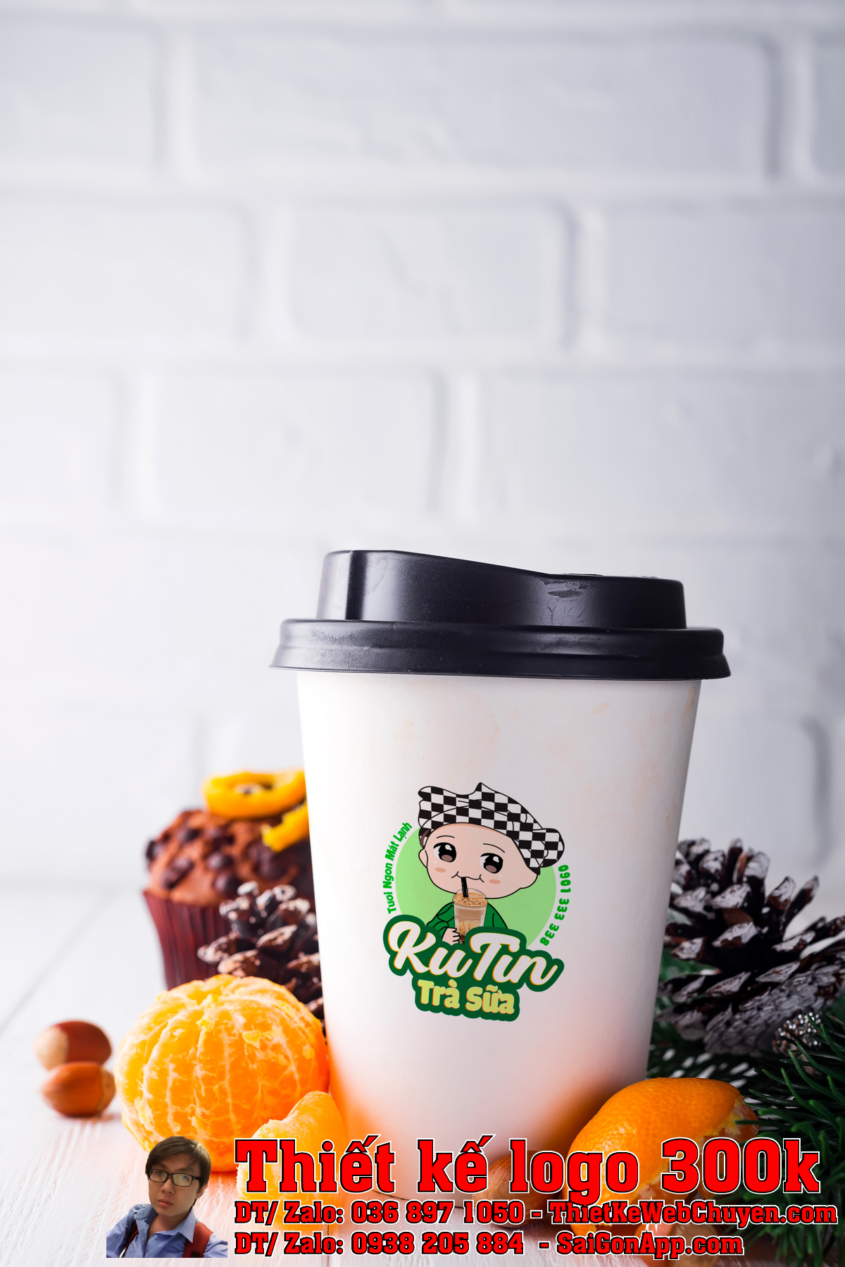 Chi tiết biểu tượng cậu bé trong Thiết Kế Logo Trà Sữa Ku Tin