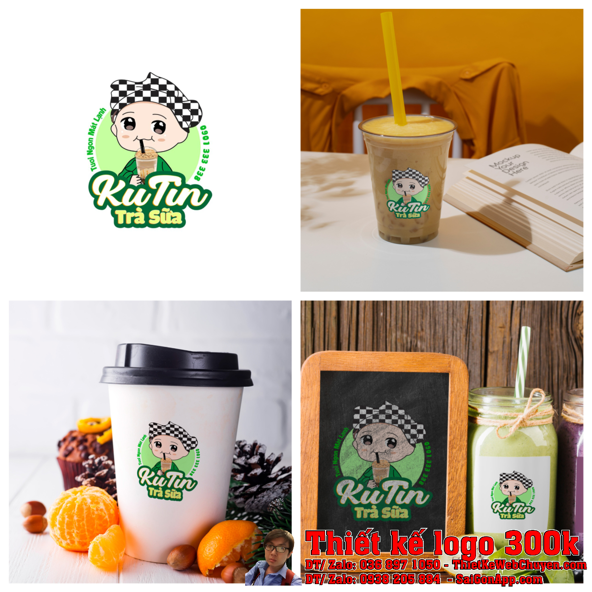 Tổng thể nhận diện thương hiệu từ Thiết Kế Logo Trà Sữa Ku Tin