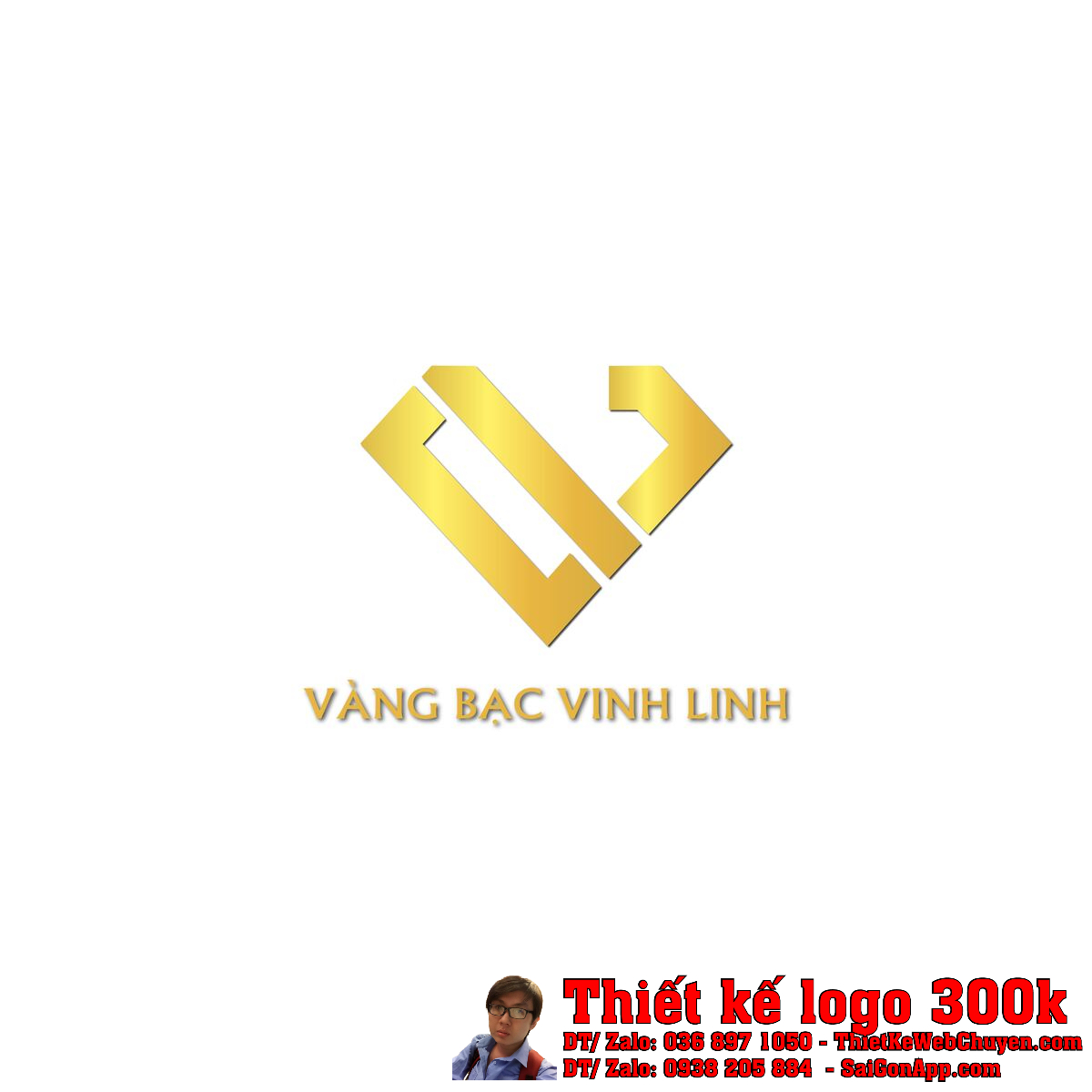 Thiết Kế Logo Trang Sức Vàng Bạc Vinh Linh - Góc nhìn chính diện