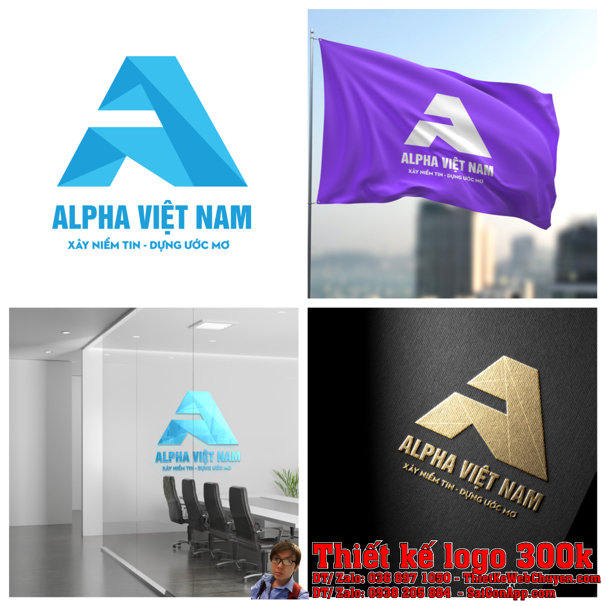 Tổng thể Thiết Kế Logo Xuất Nhập Khẩu Công Ty TNHH Khoáng Sản Alpha Việt Nam