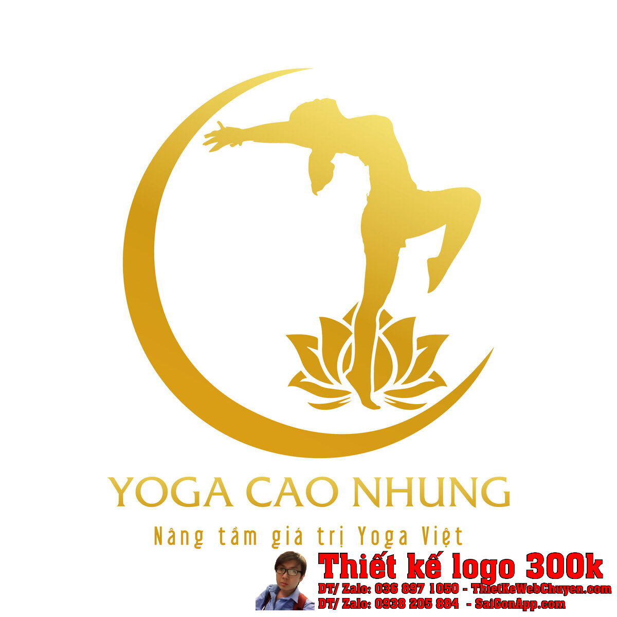 Thiết Kế Logo Yoga CAO NHUNG trên nền trắng