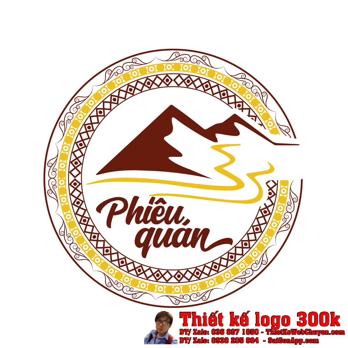Mẫu Thiết Kế Logo nhà hàng ăn uống Phiêu Quán trên nền gỗ