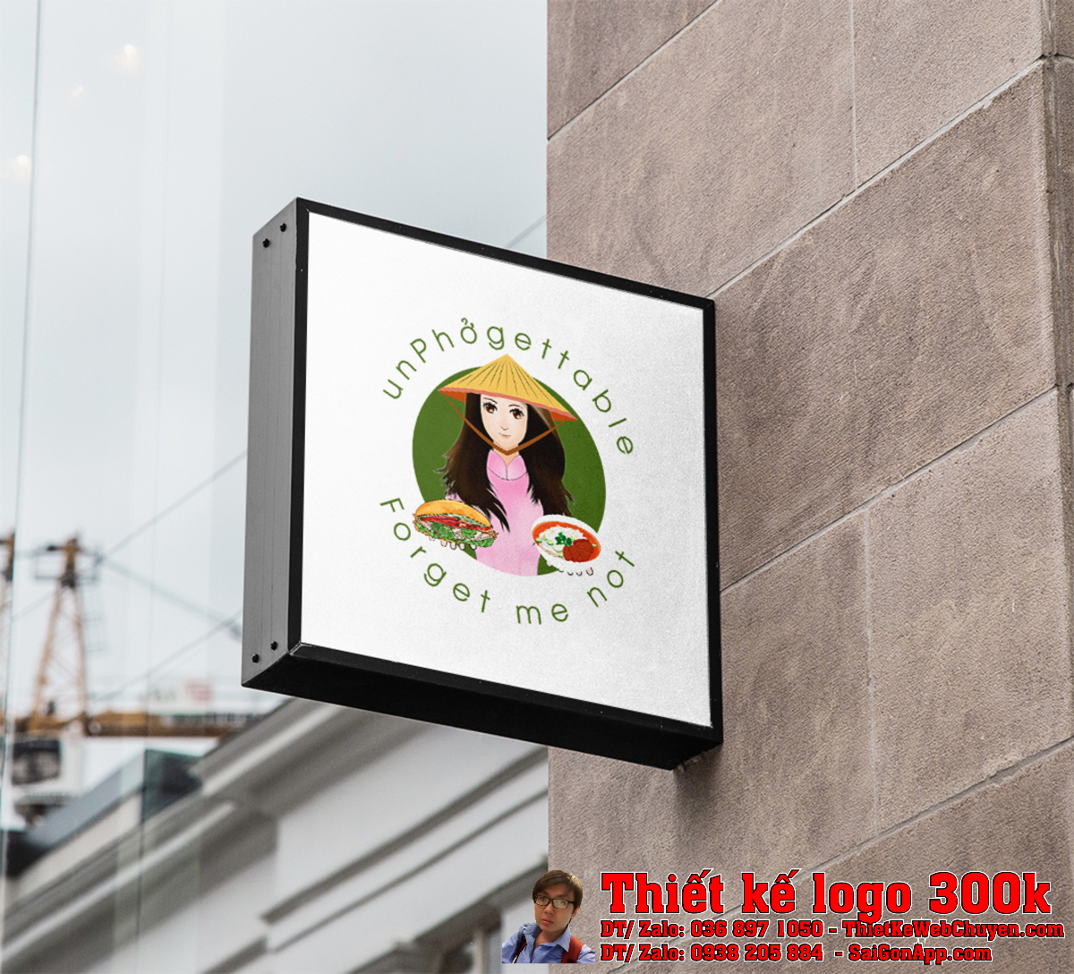 Ứng dụng Thiết Kế Logo unPhởgettable trên nền đen sang trọng