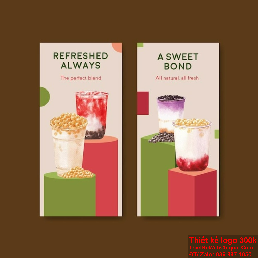 Tạo sự khác biệt cho thương hiệu của bạn với thiết kế standee trà sữa sáng tạo. Sử dụng hình ảnh sống động và màu sắc bắt mắt trong thiết kế standee trà sữa để thu hút khách hàng.