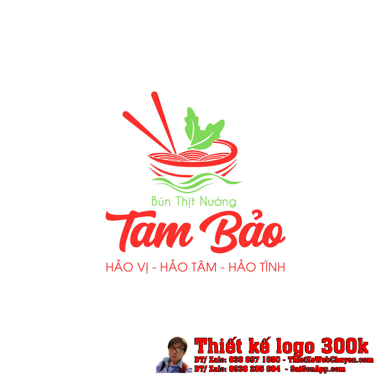 Thiết kế Logo Ẩm Thực Bún Thịt Nướng Tam Bảo - Biểu tượng của hương vị truyền thống