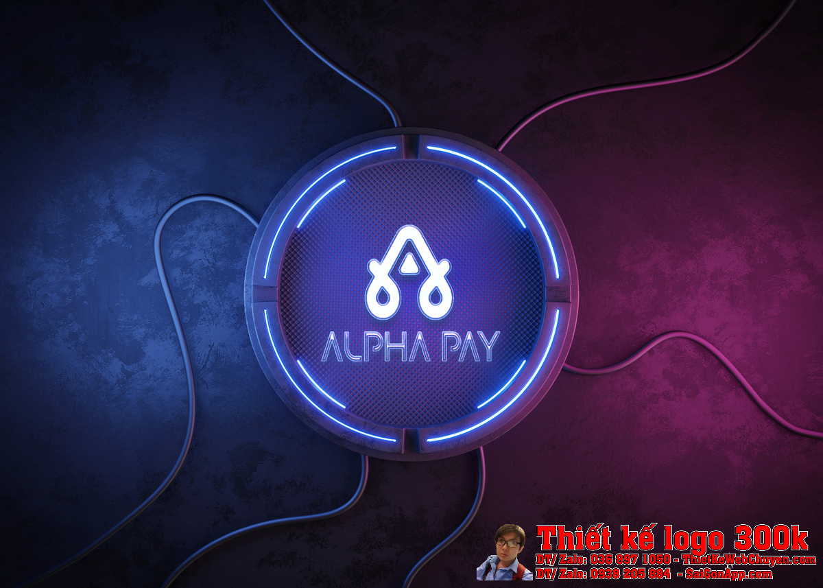 Phối cảnh Thiết kế Logo Tài chính Ngân hàng Công ty TNHH Alpha Pay Networks Solution trên nền trắng