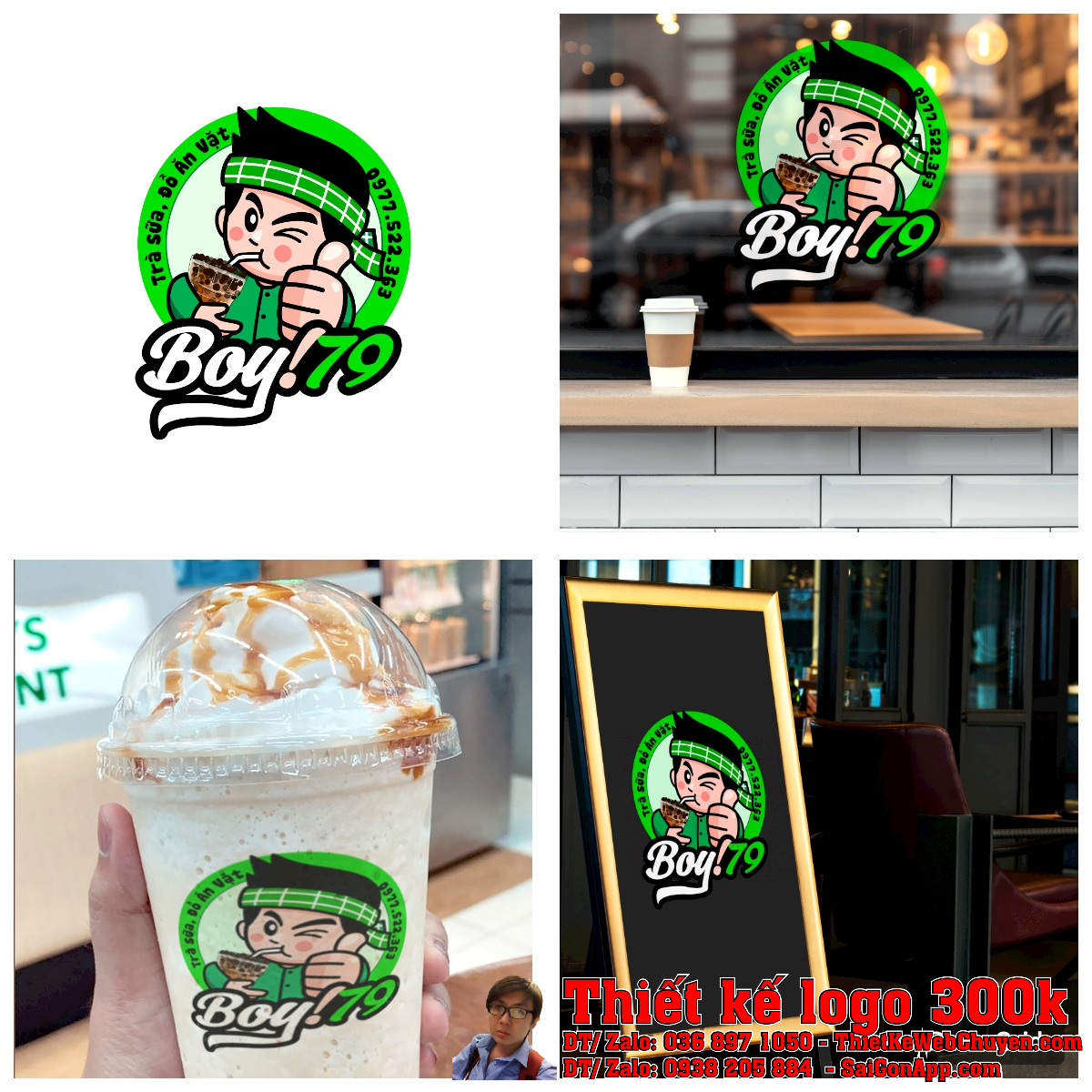 Thiết kế Logo Trà Sữa BOY79 phiên bản đơn sắc
