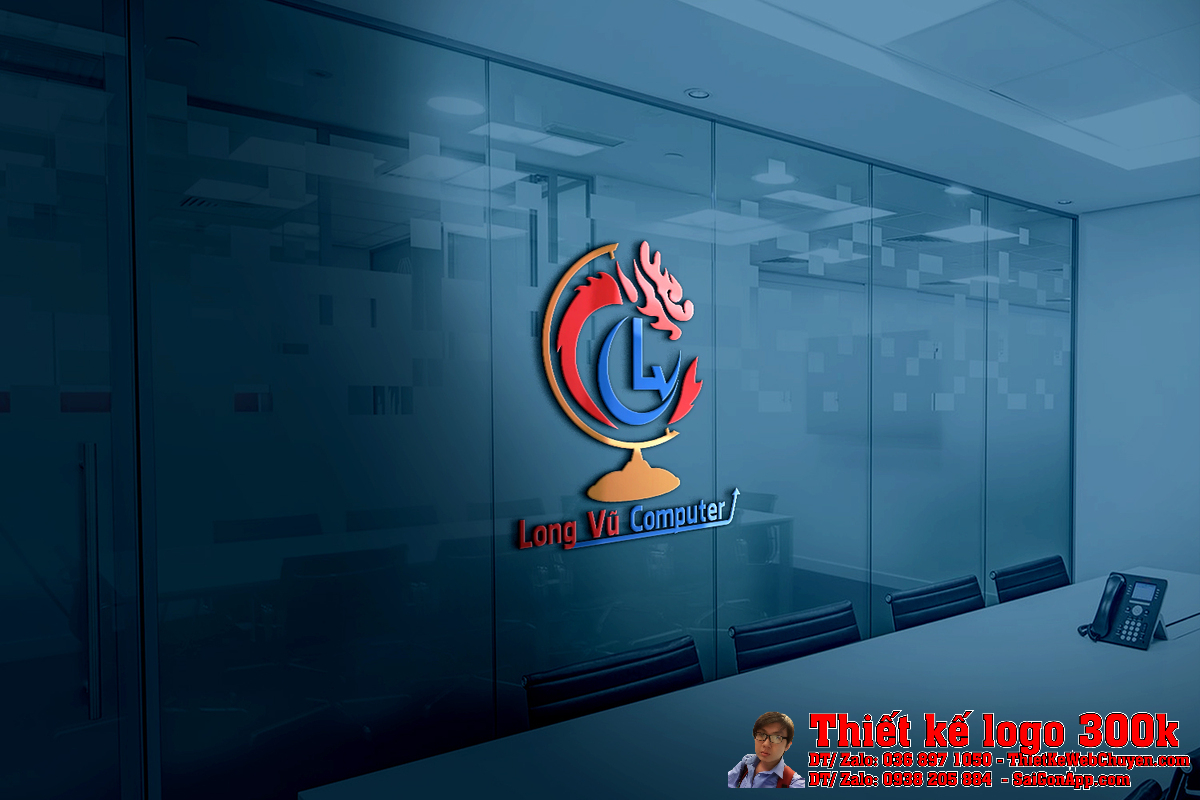Ứng dụng in ấn của Thiết kế Logo bán máy tính Công ty Long Vũ Computer