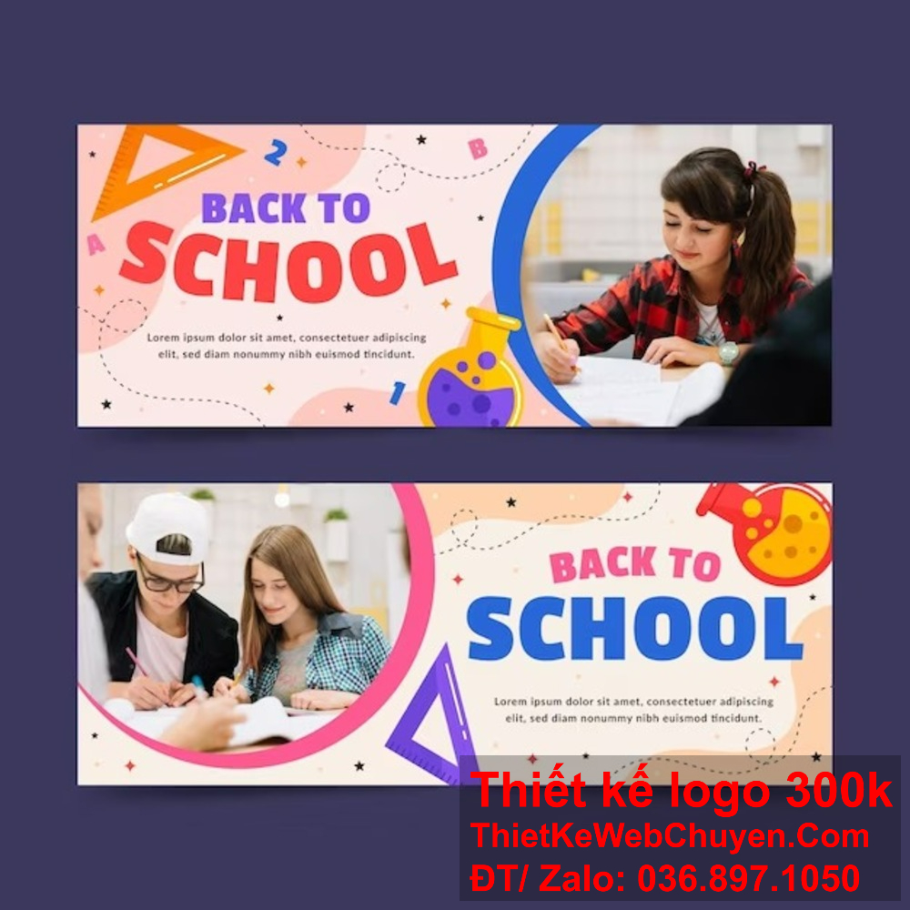 "Tạo ra sự chuyên nghiệp và độc đáo cho lớp học của bạn với các banner website và ảnh bìa được thiết kế tỉ mỉ và sáng tạo." "Thiết kế banner website và ảnh bìa Facebook cho lớp học mang tính cá nhân, chúng tôi sẽ giúp bạn tạo ra một không gian trực tuyến thú vị và độc đáo."