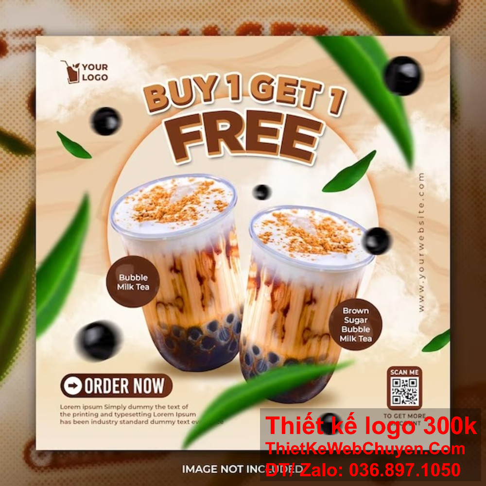 "Banner website độc đáo, khác biệt, dành riêng cho quán trà sữa." "Banner website chuyên nghiệp, tăng khả năng tiếp cận của quán trà sữa."