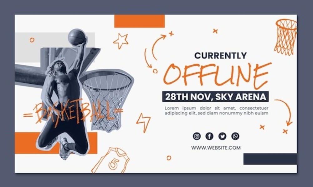 Truyền đạt cảm hứng và sự phấn khích với thiết kế banner website ảnh bìa bóng rổ đầy sắc màu. Tạo điểm nhấn cho thương hiệu bằng banner website ảnh bìa bóng rổ độc đáo và hấp dẫn.