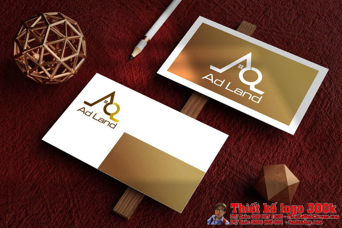 Phối cảnh Thiết kế logo Ad Land trên tường văn phòng