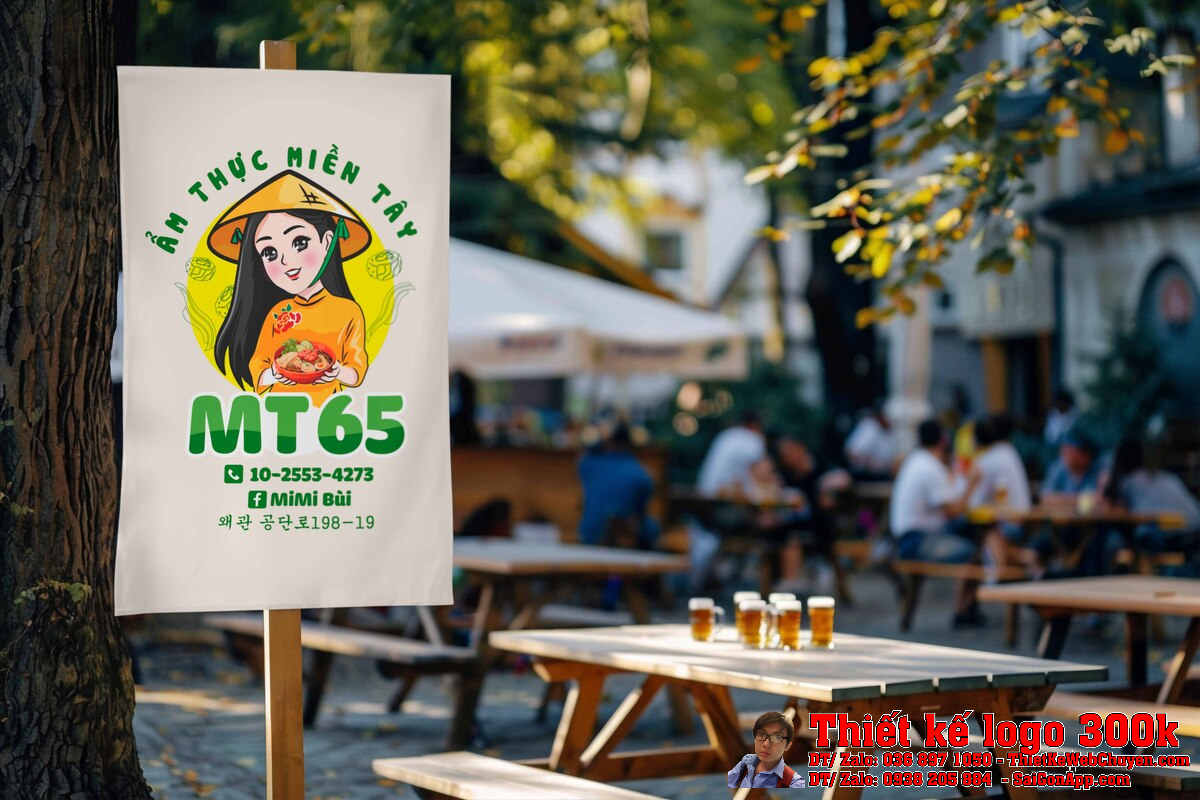 Thiết kế logo Ẩm thực miền Tây MT 65 Thiết kế logo Ẩm thực miền Tây MT 65 trên biển hiệu