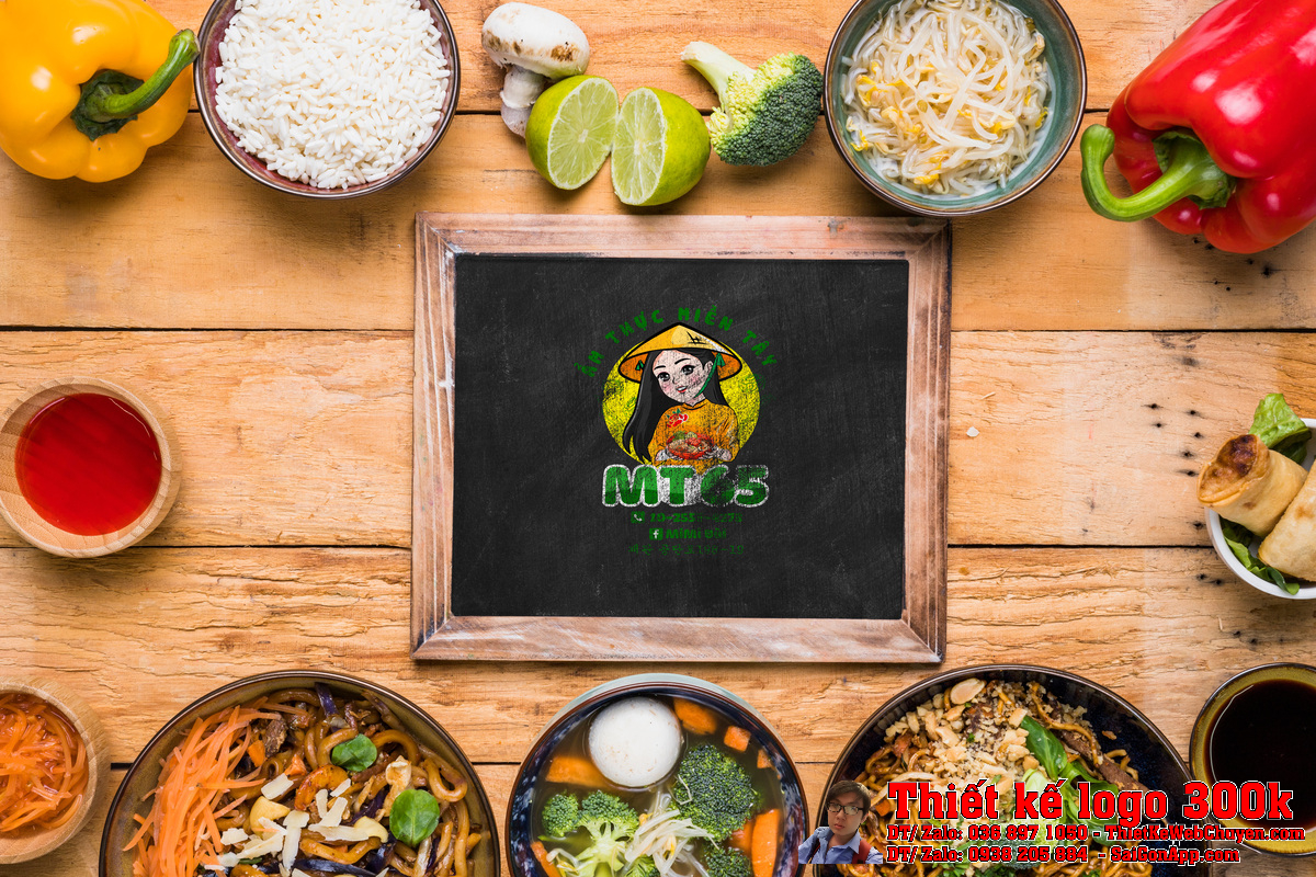 Thiết kế logo Ẩm thực miền Tây MT 65 Thiết kế logo Ẩm thực miền Tây MT 65 trên cốc