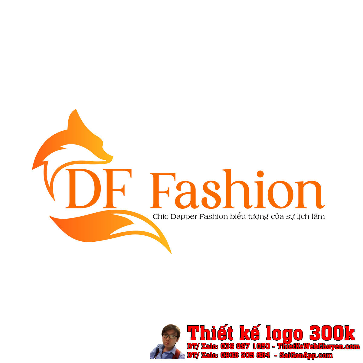 Thiết kế logo CDF Fashion phiên bản màu cam trên nền trắng