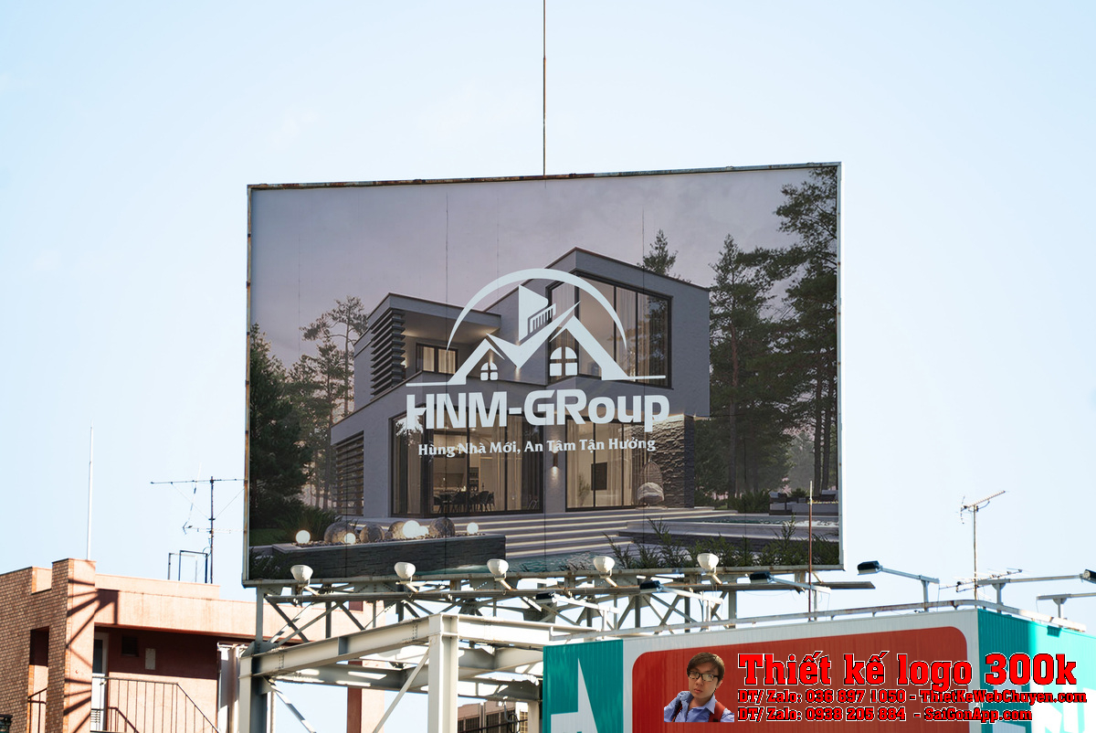 Chi tiết biểu tượng mái nhà trong Thiết kế logo CÔNG TY HÙNG NHÀ MỚI