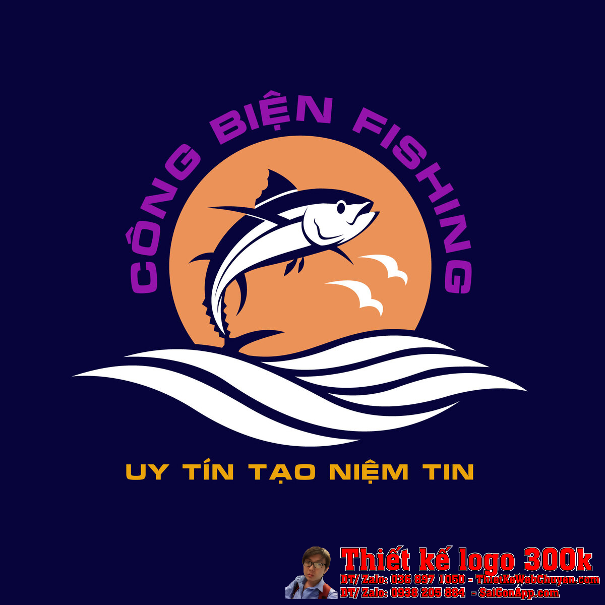 Thiết kế logo Công Biện Fishing bản màu chuẩn