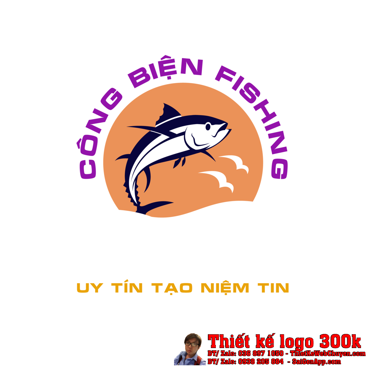 Thiết kế logo Công Biện Fishing trên nền trắng