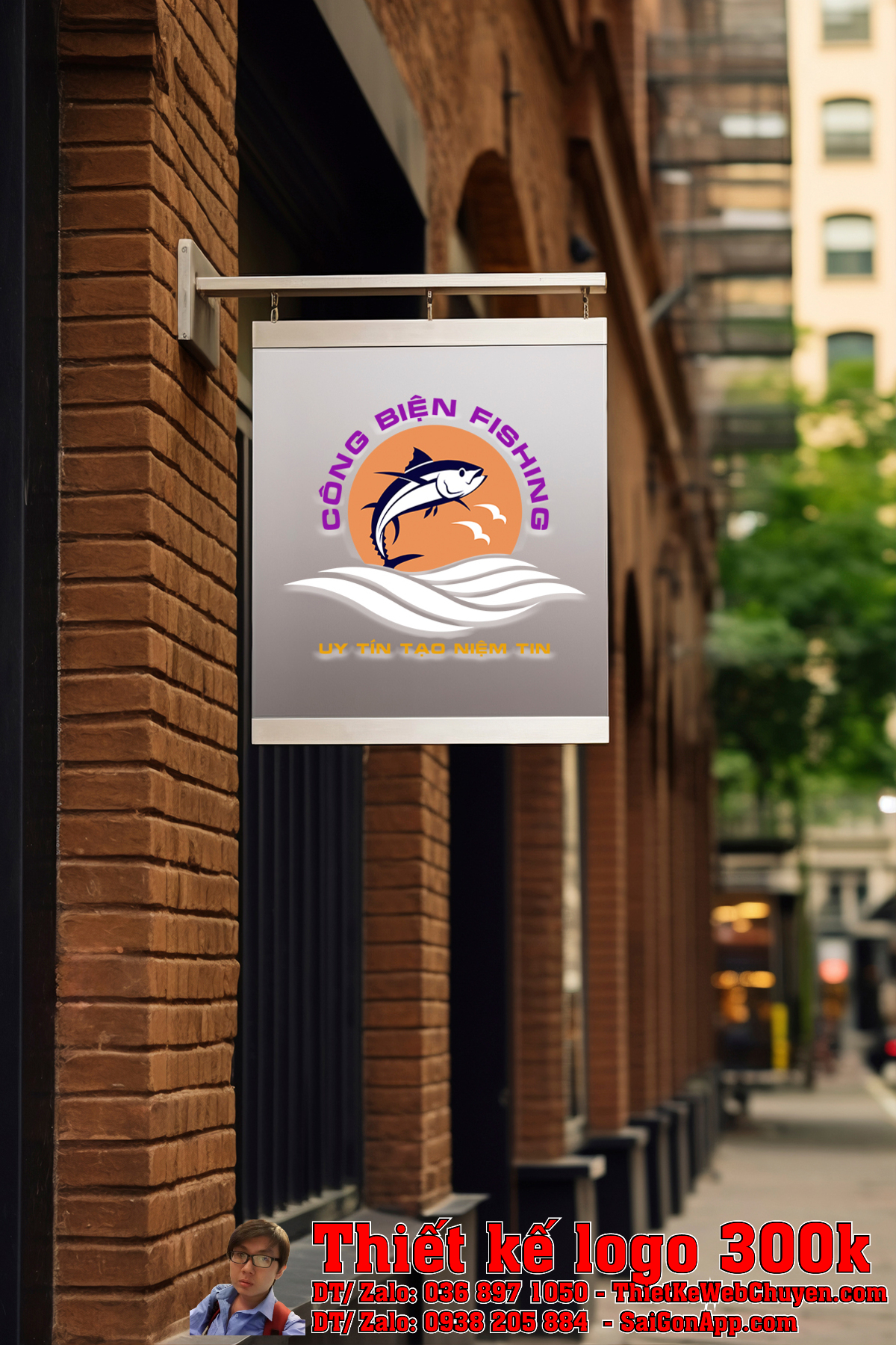 Ứng dụng logo Công Biện Fishing trên bao bì