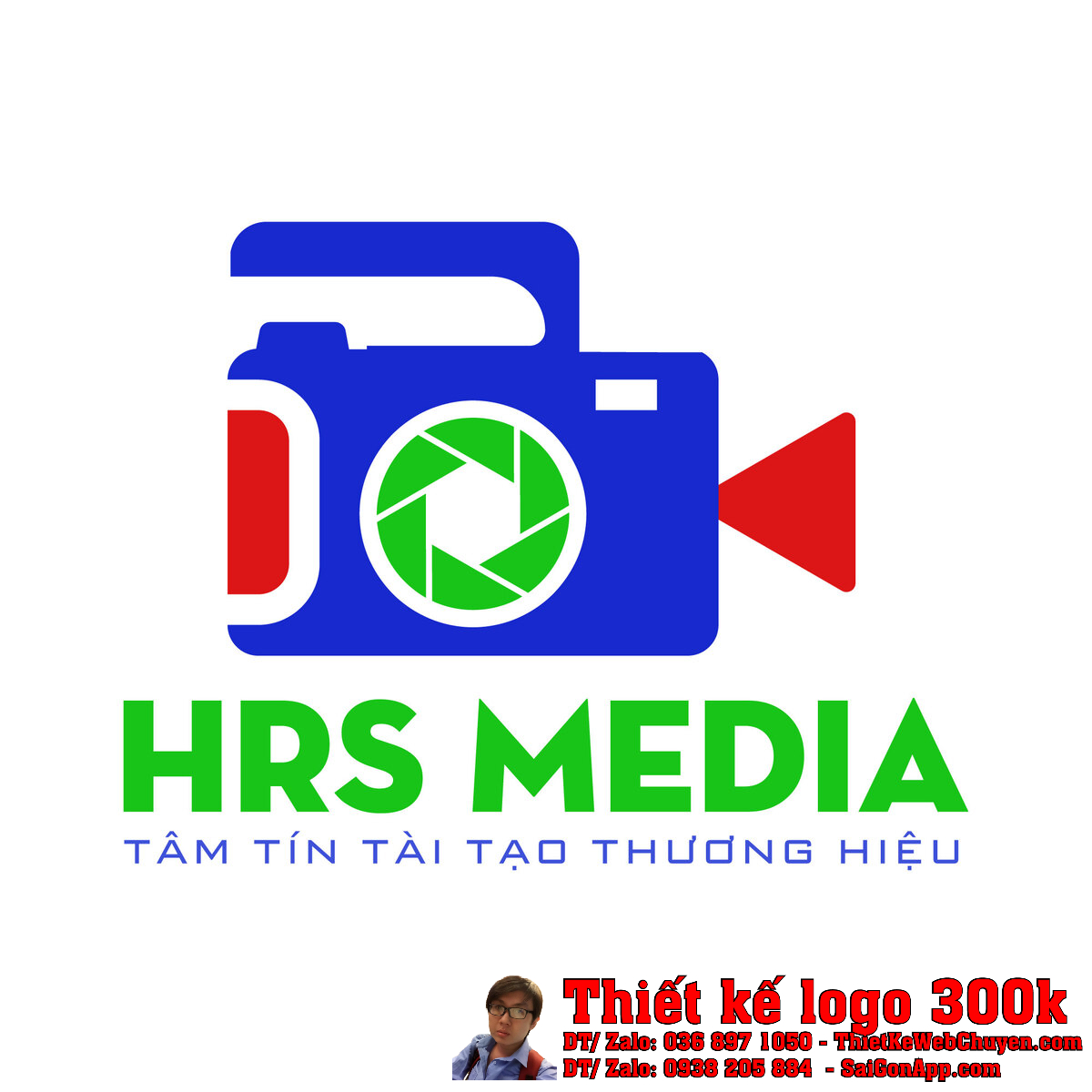 Toàn cảnh Thiết kế logo Công ty HRS MEDIA trên nền trắng