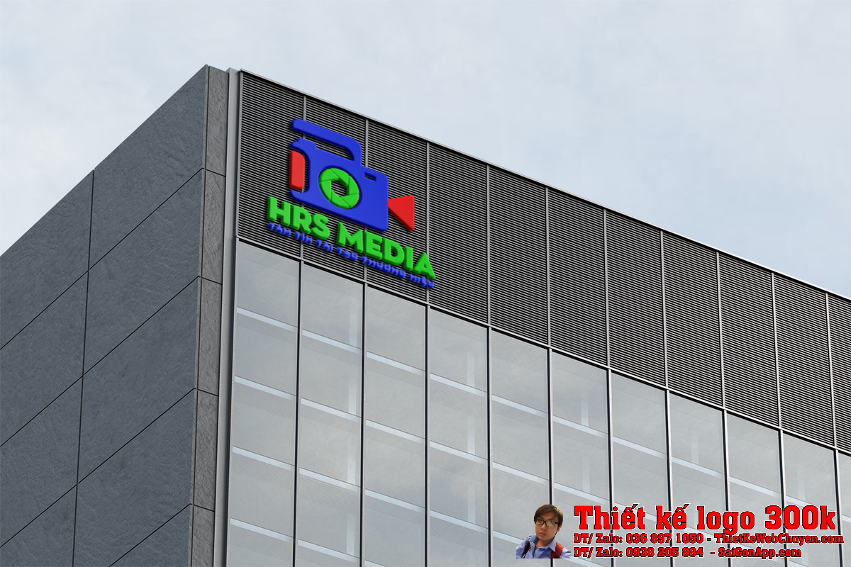 Thiết kế logo Công ty HRS MEDIA trên ấn phẩm văn phòng