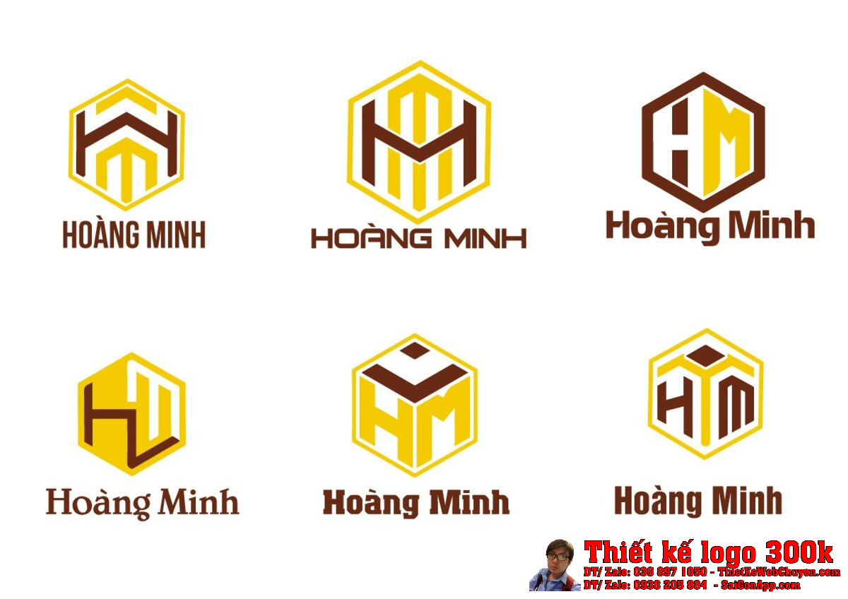 Phối cảnh Thiết kế logo Công ty Hoàng Minh trên nền trắng