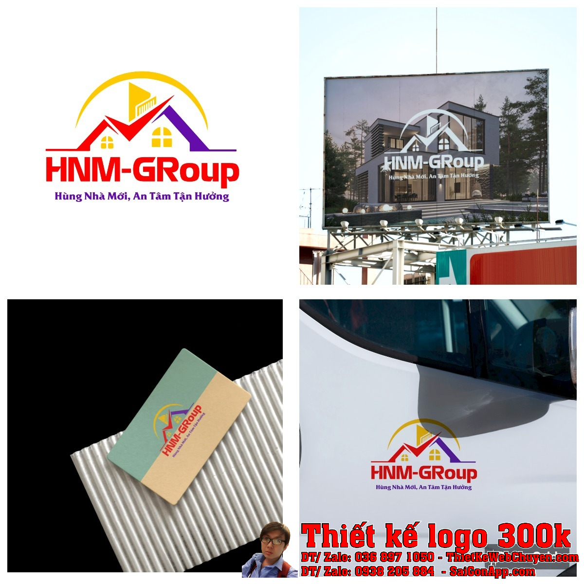 Phiên bản màu sắc chuẩn của Thiết kế logo Công ty TNHH Đầu Tư Kiến Trúc Xây Dựng Hùng Nhà Mới