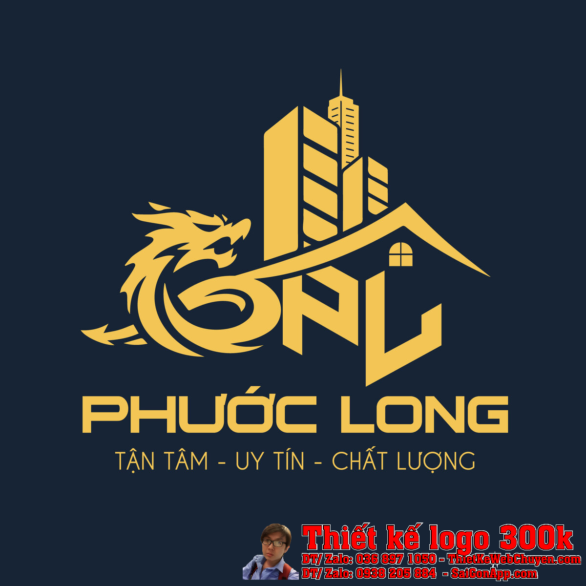 Thiết kế logo Công ty TNHH Thiết kế và Xây dựng Phước Long tổng thể
