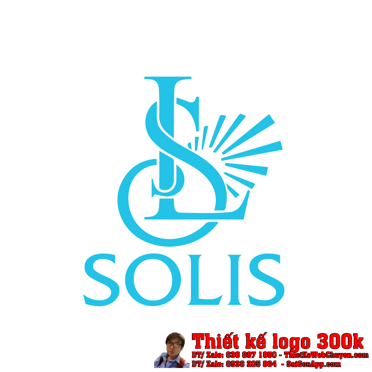 Phối cảnh Thiết kế logo Công ty cổ phần đầu tư SOLIS trên tường văn phòng