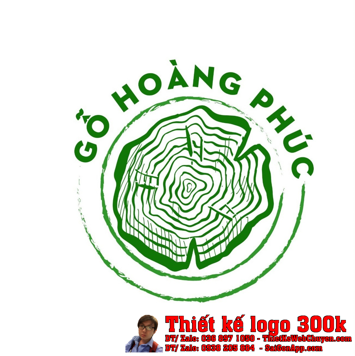 Thiết kế logo Công ty gỗ Hoàng Phúc trên nền trắng
