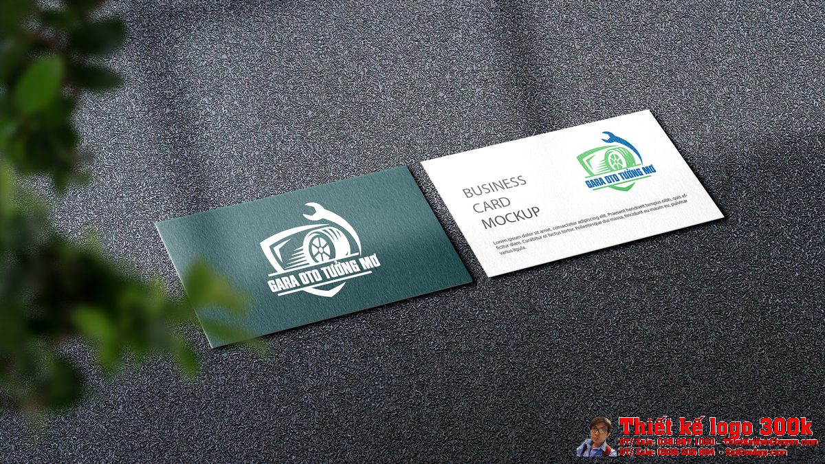 Ứng dụng Thiết kế logo GARA OTO TƯỞNG MƠ trên văn phòng phẩm
