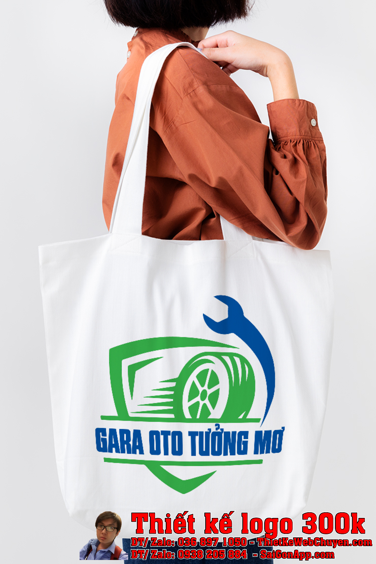 Thiết kế logo GARA OTO TƯỞNG MƠ trên biển hiệu đứng