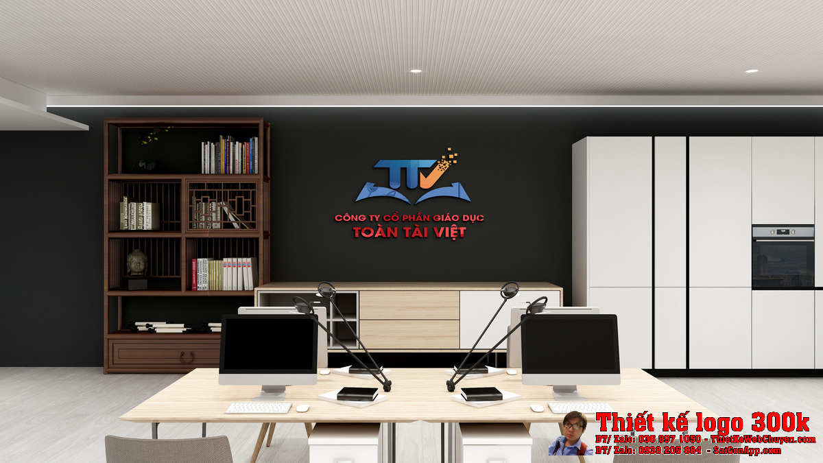 Logo TTV Việt trong bối cảnh văn phòng