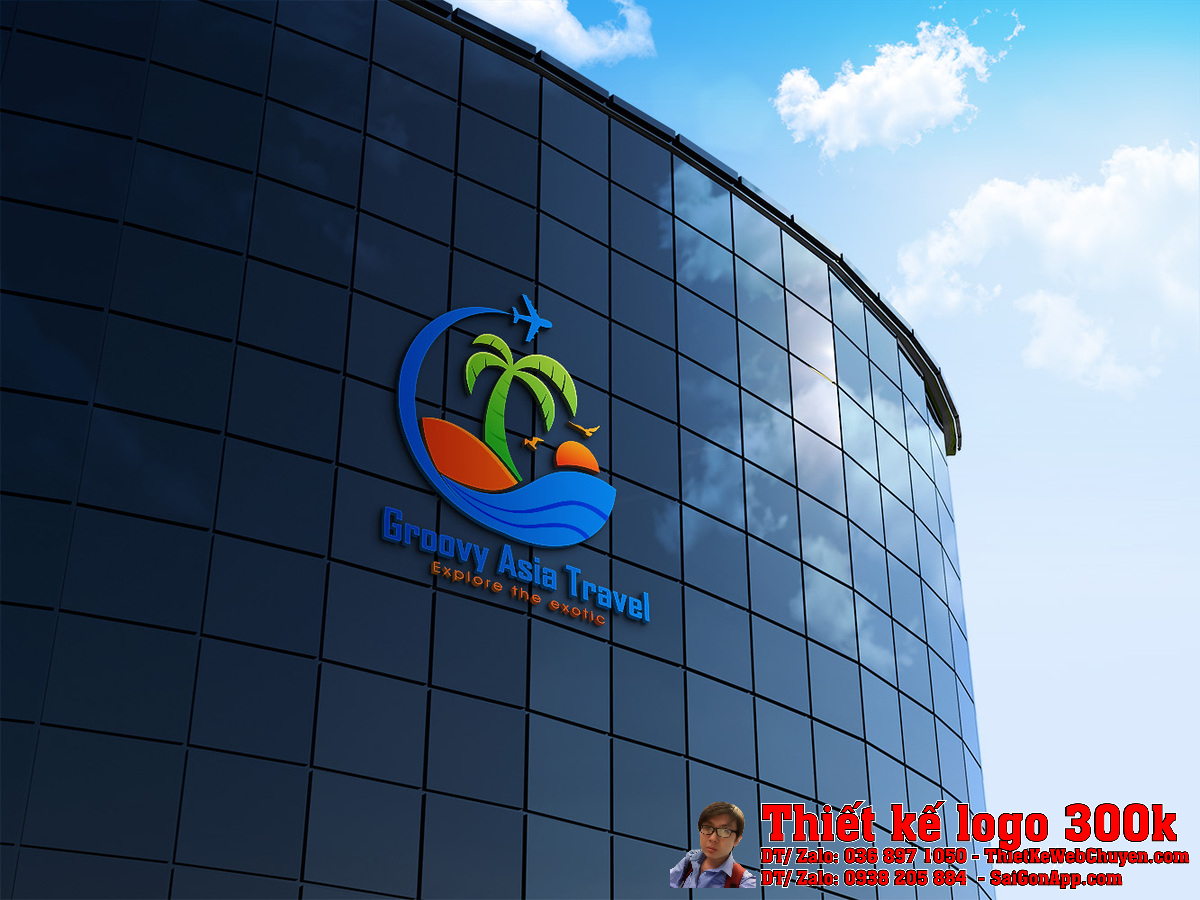 Ứng dụng Thiết kế logo Groovy Asia Travel trên ấn phẩm văn phòng