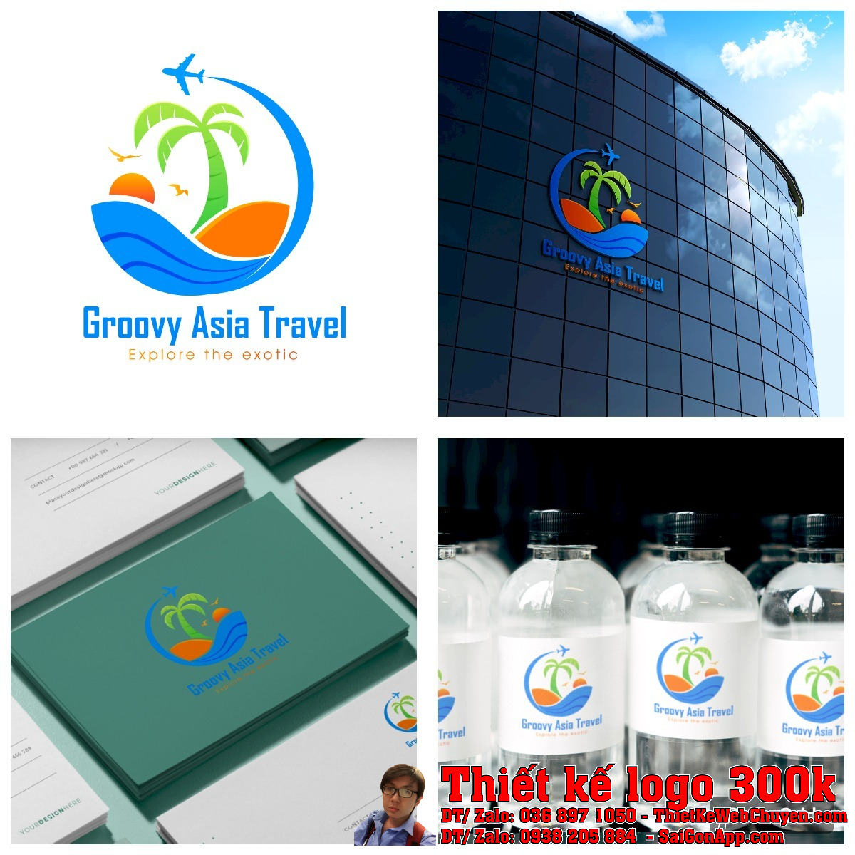 Phiên bản màu sắc khác của Thiết kế logo Groovy Asia Travel
