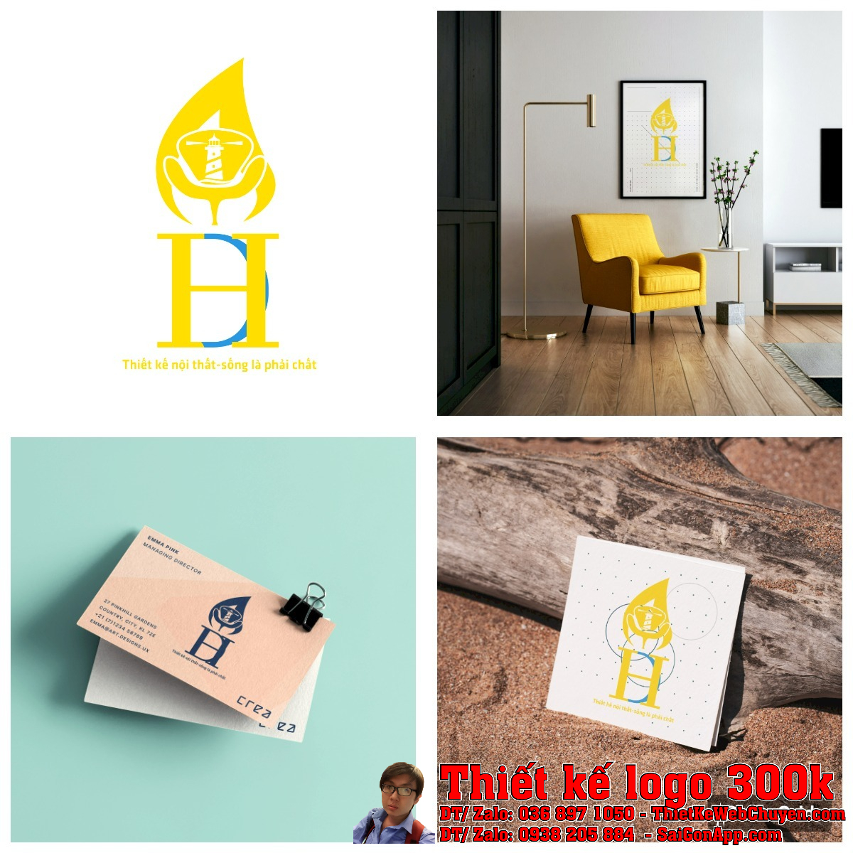 Tổng thể bộ nhận diện thương hiệu thiết kế logo HĐ